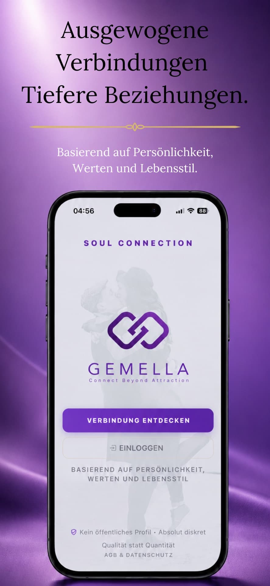 Gemella App-Store-Screenshot mit Startansicht