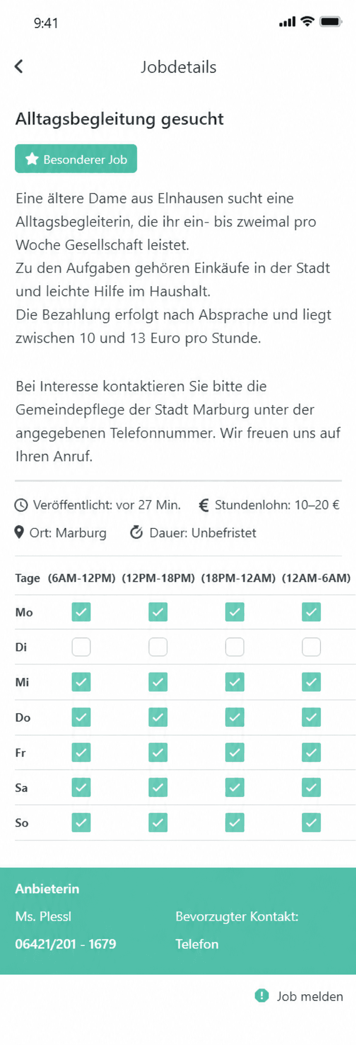 Deutsche Rentnerjob.app Jobdetailansicht
