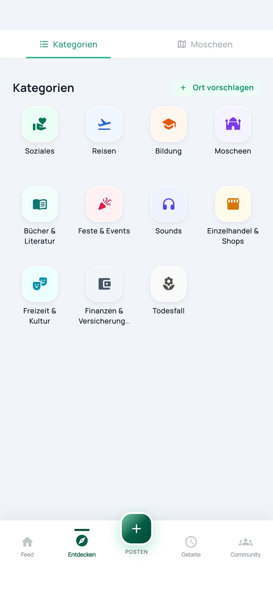 Ummaty App-Store-Screenshot mit Entdecken-Bereich